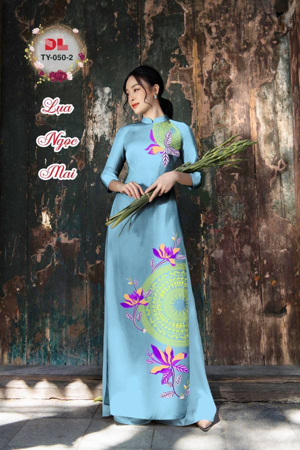 Vải Áo Dài Hoa Văn Trống Đồng AD TY050 10